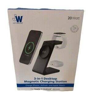 Just Wireless 3-in-1 Magnetic Charging Station for iPhone, AirPods, Watch